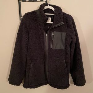 Abercrombie & Fitch Sherpa Jacket with Leather accents